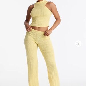Fashion Nova Sunny Yellow Knit Pantsuit